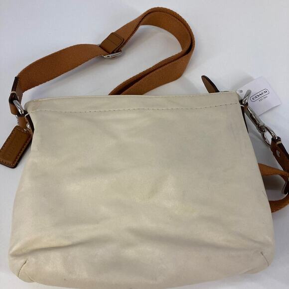 COACH F45012 WHTIE, BROWN SMALL LEATHER CROSSBODY BAG ASIS - Picture 6 of 15